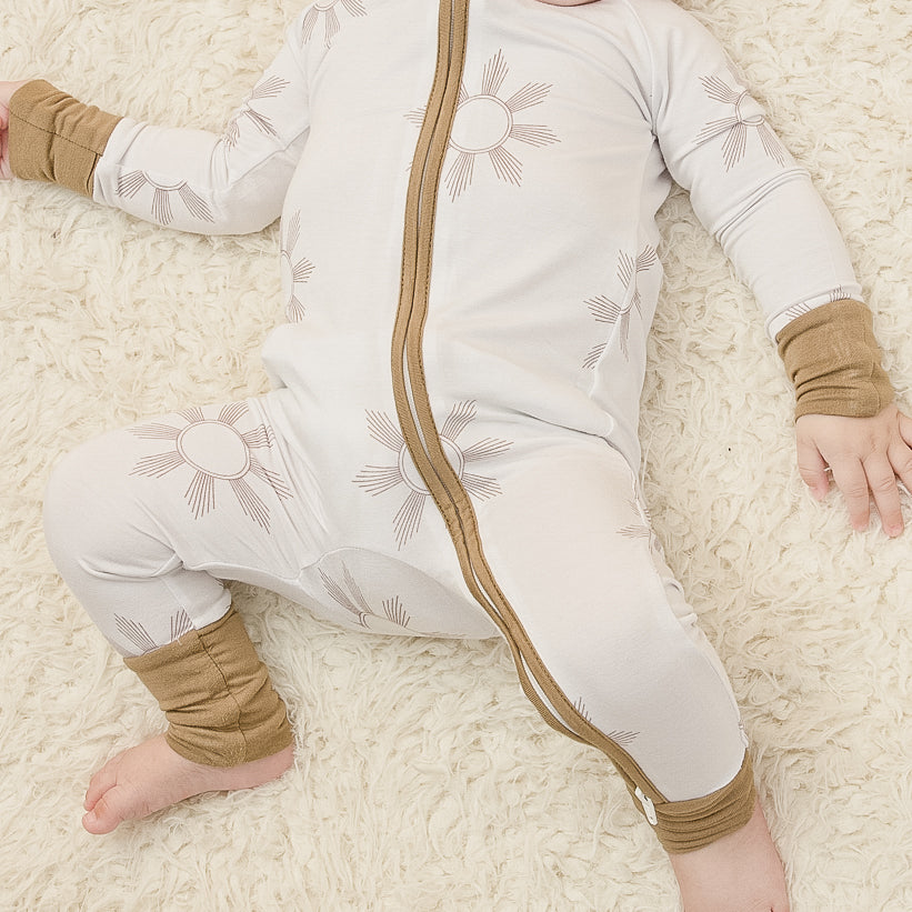baby romper in beige and brown filipino sun ray
