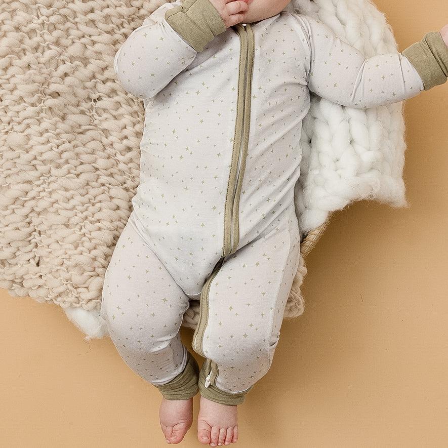 sage green baby bamboo romper